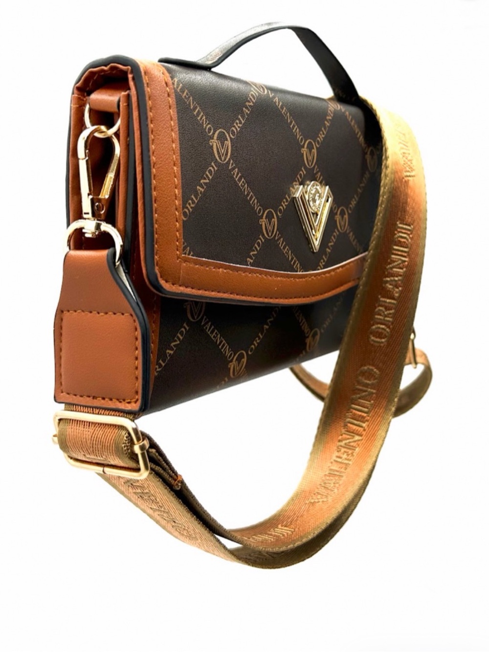 Valentino Orlandi Brown & Tan Logo Crossbody Bag